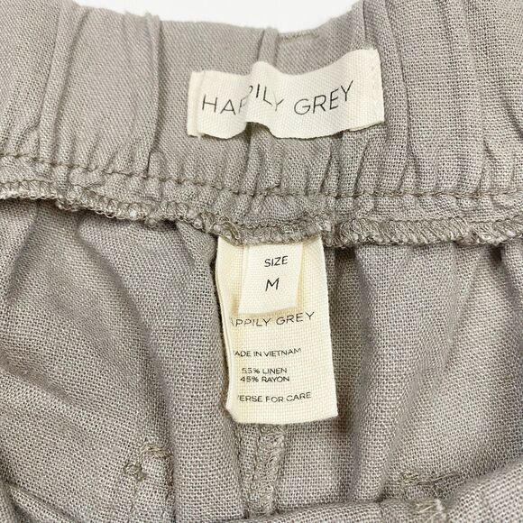 HAPPILY GREY Taupe Linen Blend Comfort Waist Utility Pant Trousers - Size M NWT - Picture 7 of 7